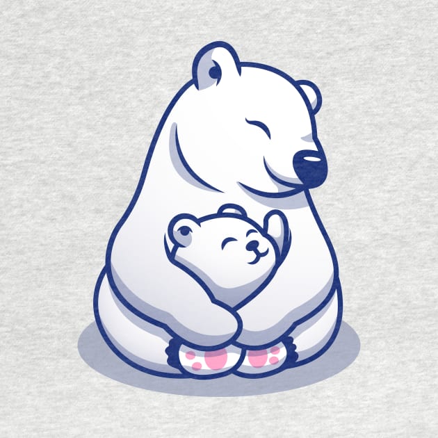 Cute Polar Bear Mom Hugging Baby Polar by Catalyst Labs